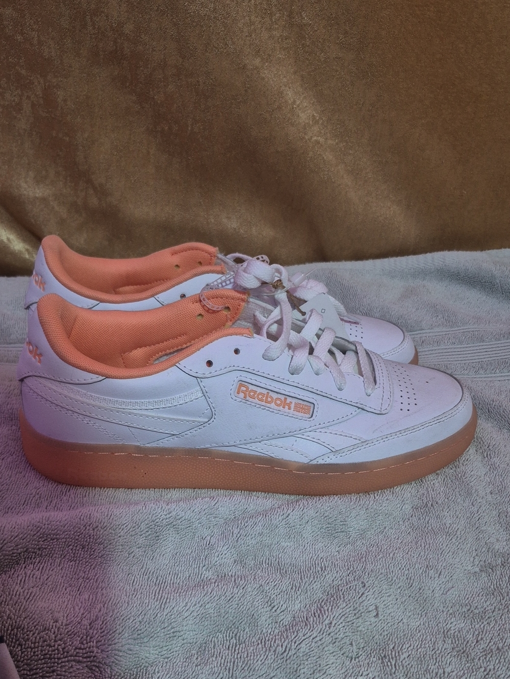 Reebok Adult Low-Top Sneakers in White & Peach